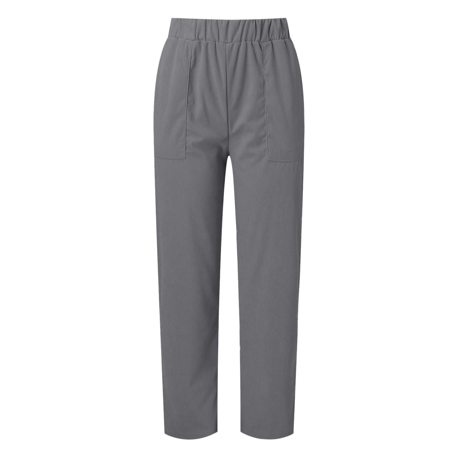 thumbnail image 4 of Pantalones informales de mujer con cintura elástica y rayas - Diseño con bolsillos, corte recto, mezcla de poliéster y spandex (tallas S-XXL), 4 of 4